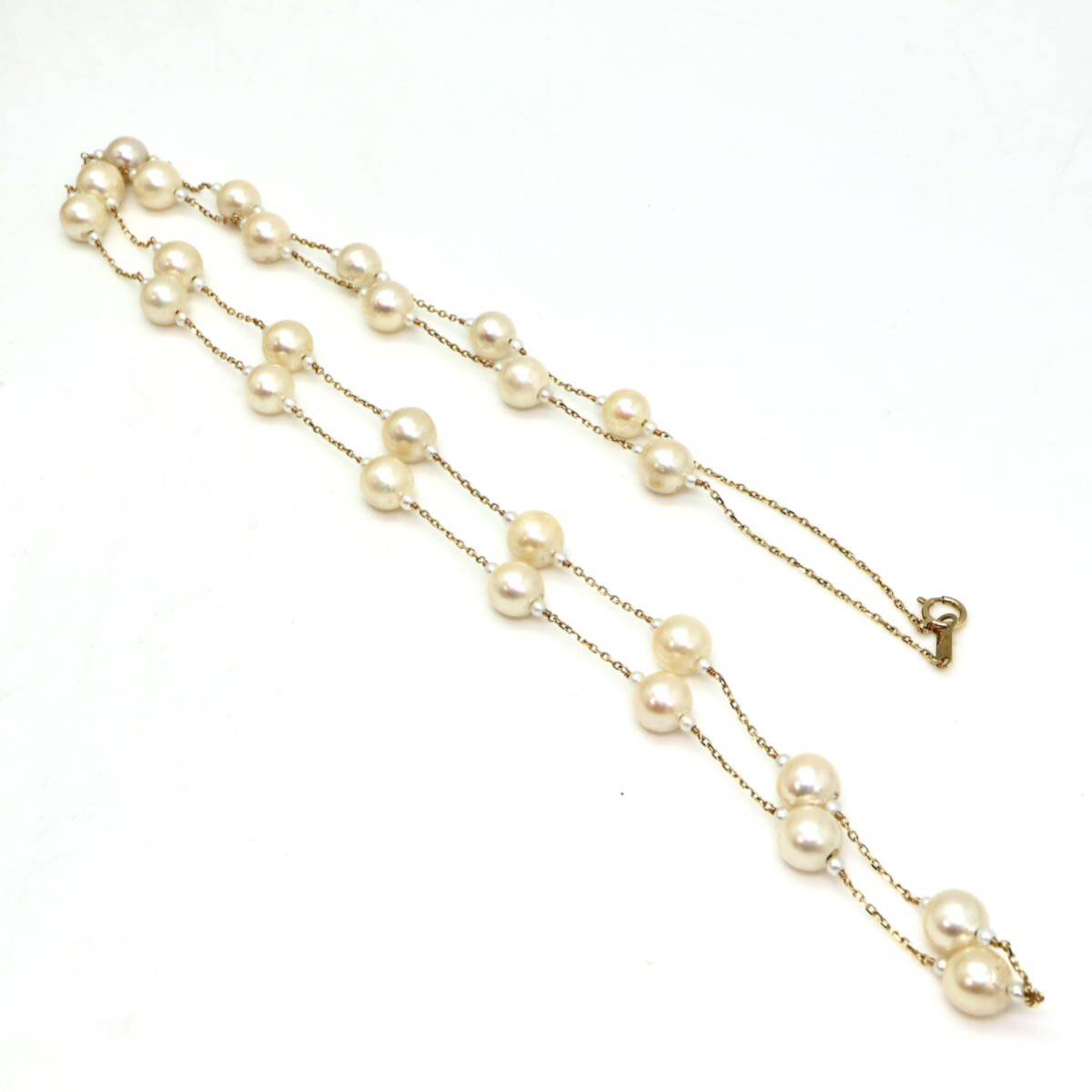 ◆K18 アコヤ本真珠ステーションネックレス◆A 約19.5g 約80.0cm 7.0-7.5mm珠 pearl パール jewelry necklace ジュエリー EA3/EA3の画像6