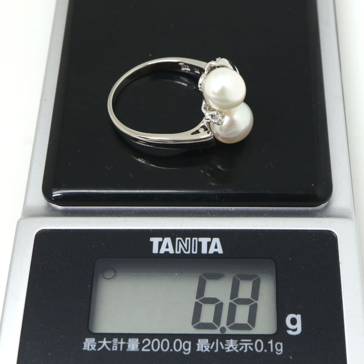 MIKIMOTO(ミキモト)◆Pt900 本真珠/天然ダイヤモンドリング◆A 約6.8g 約15号 0.13ct diamond パール pearl ring指輪 jewelry EB7/EC1の画像10