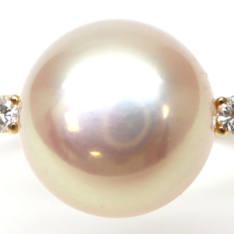 ◆K18 天然ダイヤモンド/本真珠リング◆A● 約3.7g 15.5号 diamond pearl ジュエリー ring 指輪 EB9/EB9_画像4