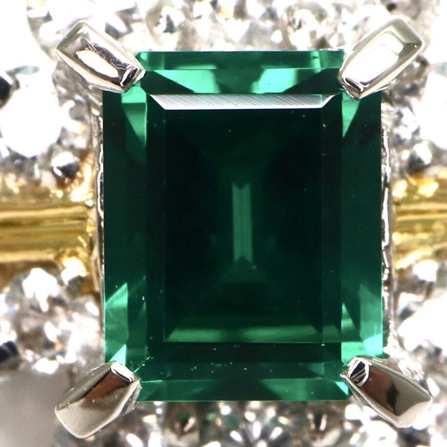 CrescentVert(クレサンベール)◆Pt900/K18 エメラルド/天然ダイヤモンドリング◆A 約5.8g 約8.5号 diamond emerald ring 指輪 EC2/EC2の画像3