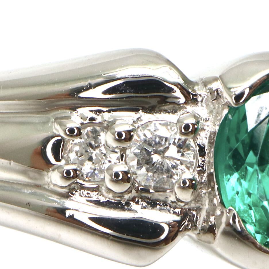 CrescentVert(クレサンベール)◆Pt900 エメラルド/天然ダイヤモンドリング◆A 約5.5g 約11号 emerald diamond ring 指輪 EB8/EB8の画像4