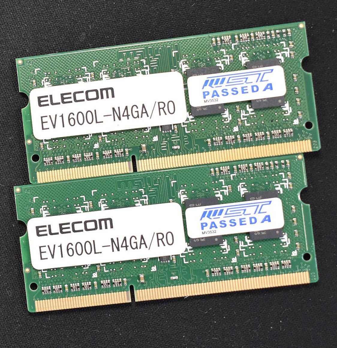 (送料無料) 4GB 2枚組 (合計:8GB) PC3L-12800S DDR3-1600 S.O.DIMM 204pin 1Rx8 1.35V 低電圧対応 ELECOM EV1600L-N4GA/R0 4G 8G (SB0210_画像1