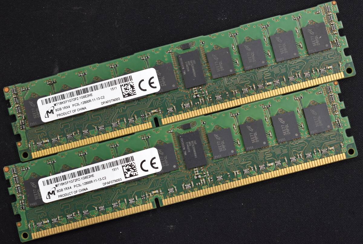 16GB (8GB 2枚組) DDR3L PC3L-12800R DDR3L-1600 REG 1Rx4 240pin ECC Registered MT Micron サーバー MacPro向け (管:SA5748 x4sの画像1