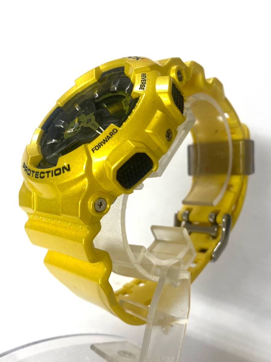 極美品 CASIO カシオ G-SHOCK 腕時計 クォーツ GA-110NM メンズ ラウンドフェイス イエロー 未稼働 ik041304の画像4