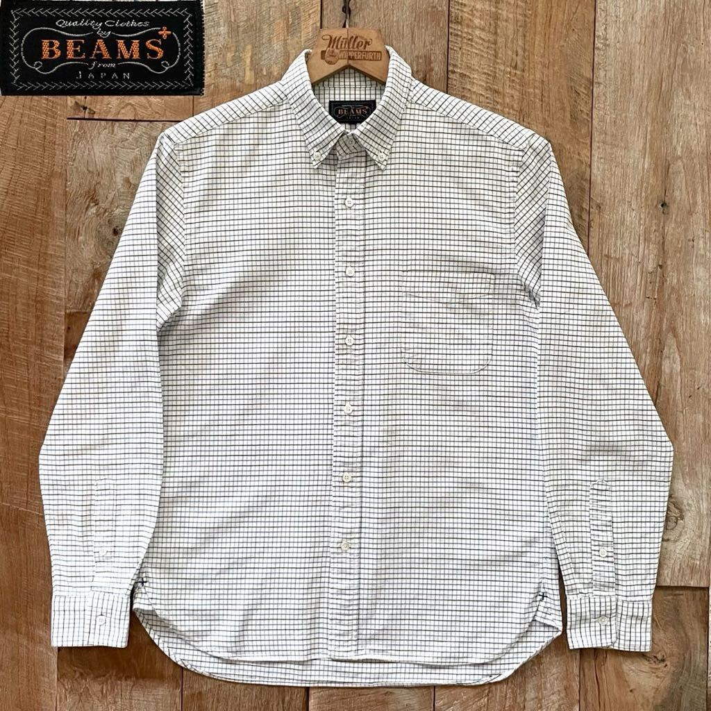 【極美品】BEAMS PLUS ビームスプラス チェック柄 長袖 ボタンダウンシャツ S BEAMS+_画像1