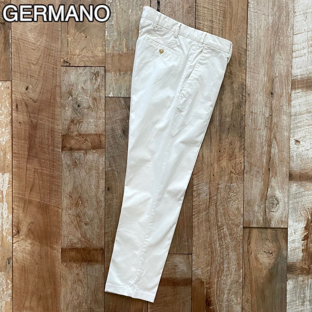 【美品】GERMANO ジェルマーノ 春夏 テーパード コットン スラックス パンツ 44 ホワイト BEAMSF取扱の画像1