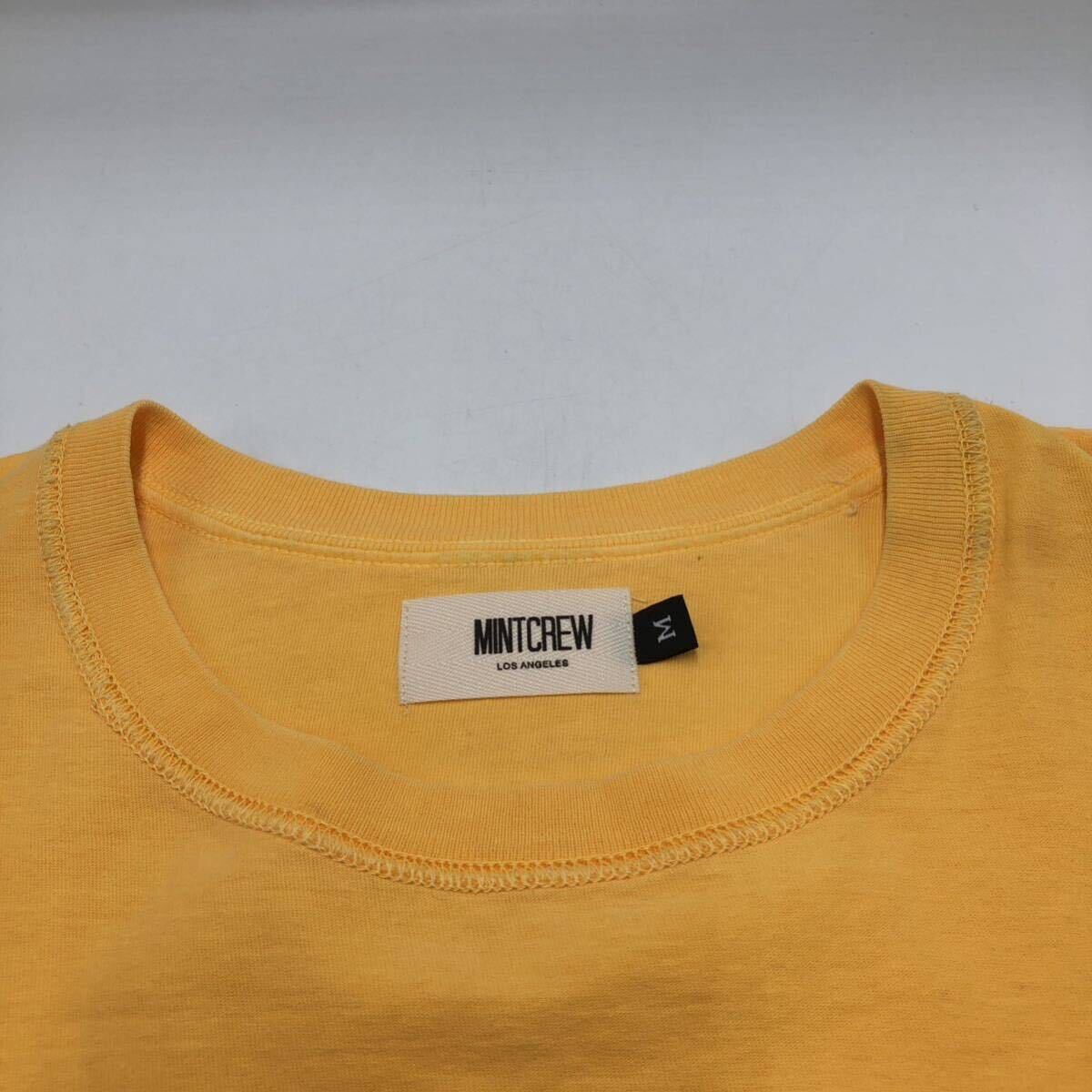 【M】Mint Crew Back Logo Print Tee Shirt Yellowミントクルー バック ロゴ プリント Tシャツ イエロー 黄色 半袖 T200_画像3