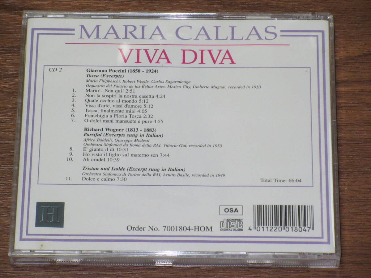 ◆外盤　マリア・カラス（ソプラノ）プッチーニ＆ワーグナー　トリスタンとイゾルデ　VIVA　DIVA_画像2
