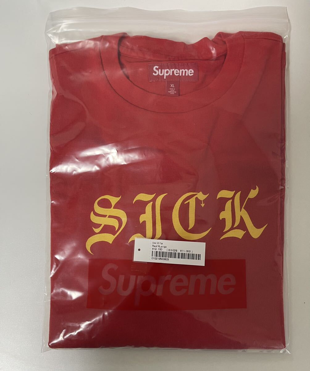 新品supreme sick s/s Top tee Tシャツ 赤 red XL シュプリーム　タグ有り_画像2