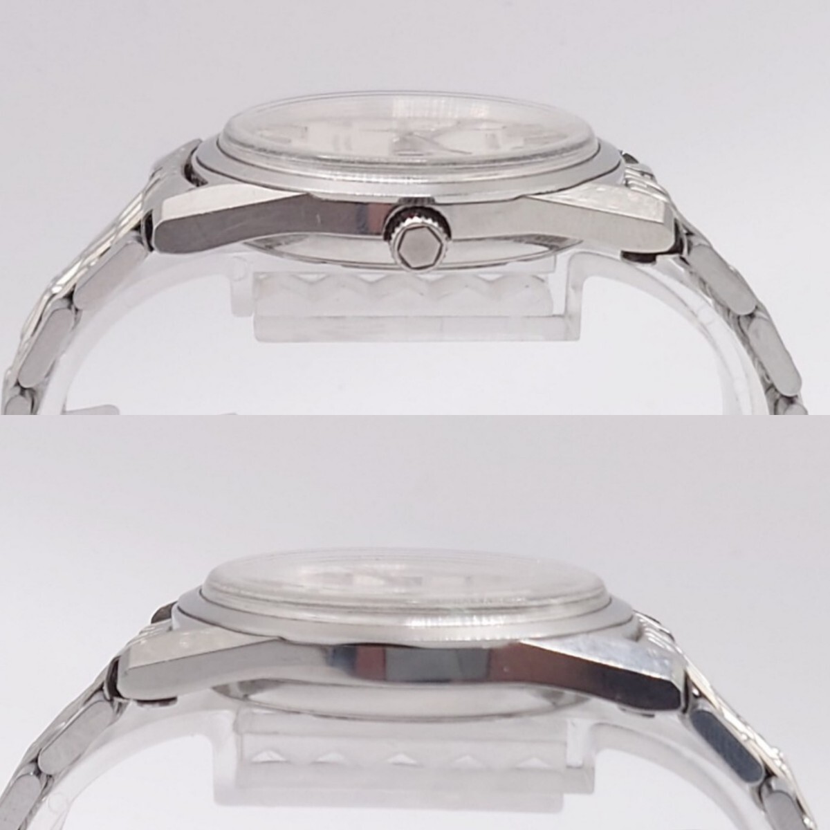 【B02-226】 SEIKO SEIKOMATIC-P 5106-7000 DIASHOCK 33JEWELS メンズ腕時計 自動巻き プッシュリューズ デイデイト 白文字盤 稼働品 の画像4
