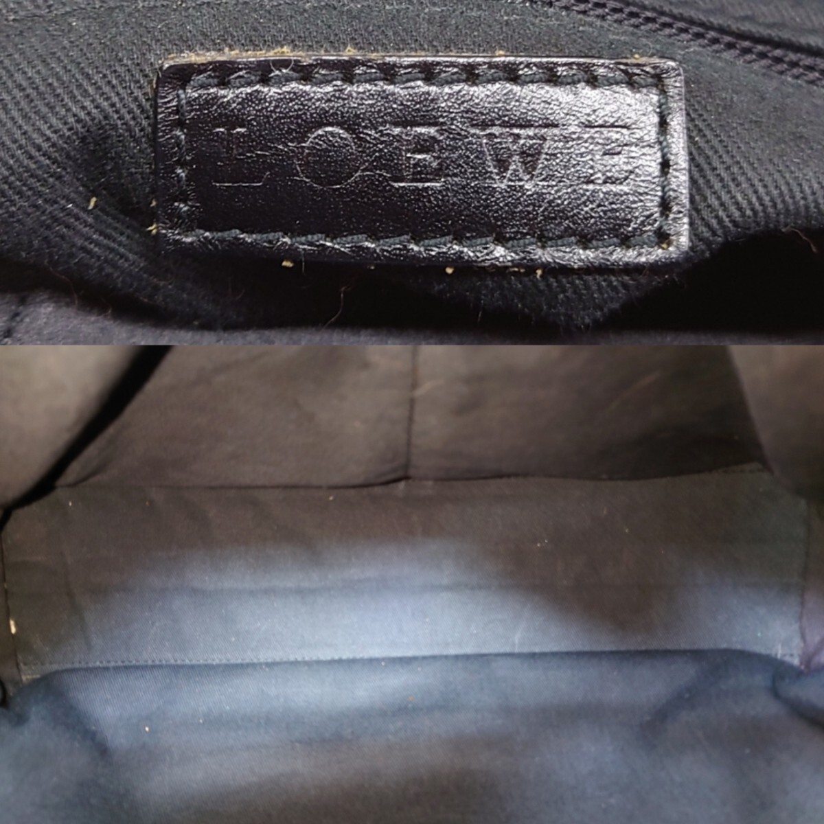 【N-148-2】 LOEWE トートバッグ ロエベ ハンドバッグ 手提げかばん アナグラム 総柄 ベージュ系 キャンバス レザー カバンの画像6