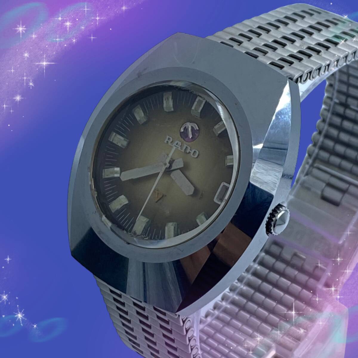 《稼働品》　ラドー　RADO　バルボア　BALBOA　ダイヤスター　カットガラス　メンズ腕時計　ブラウン系文字盤　自動巻き　AT　正規ベルト_画像1