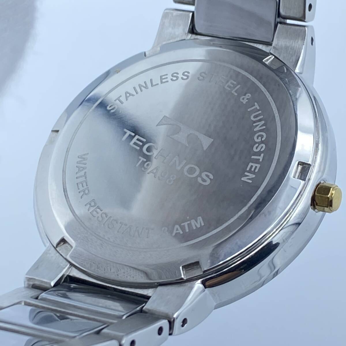 { super-beauty goods operation goods } Tecnos TECHNOS carbide tang stain case Date waterproof men's wristwatch black face quarts T9A98