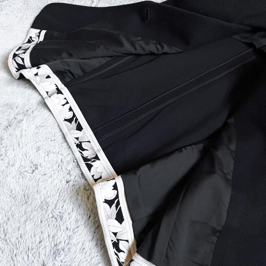 【LEONARD】レオナール テーラードジャケット 2B ロゴ刻印釦 コットン100% トリム 背抜き 9AR Mサイズ相当 黒の画像8