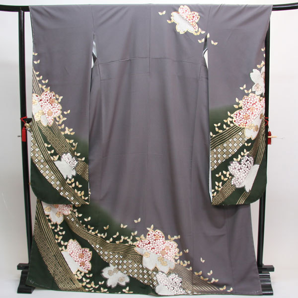  long-sleeved kimono full set silk kimono 100 flower ..7 days rental ( stock ) cheap rice field shop NO153