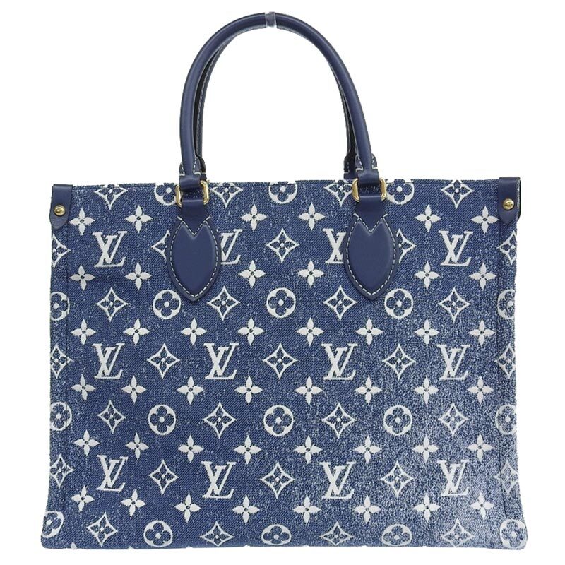 ルイヴィトン LOUIS VUITTON モノグラム ジャガードデニム オンザゴーMM トートバッグ ショルダー マリーヌ M59608 中古 新入荷 LV1551_画像1