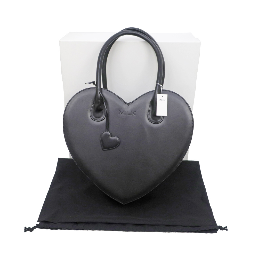 [ name higashi ] milk Heart bag 50 anniversary commemoration goods tote bag hand complete build-to-order manufacturing original leather black black 10201422 lady's other [ unused ]