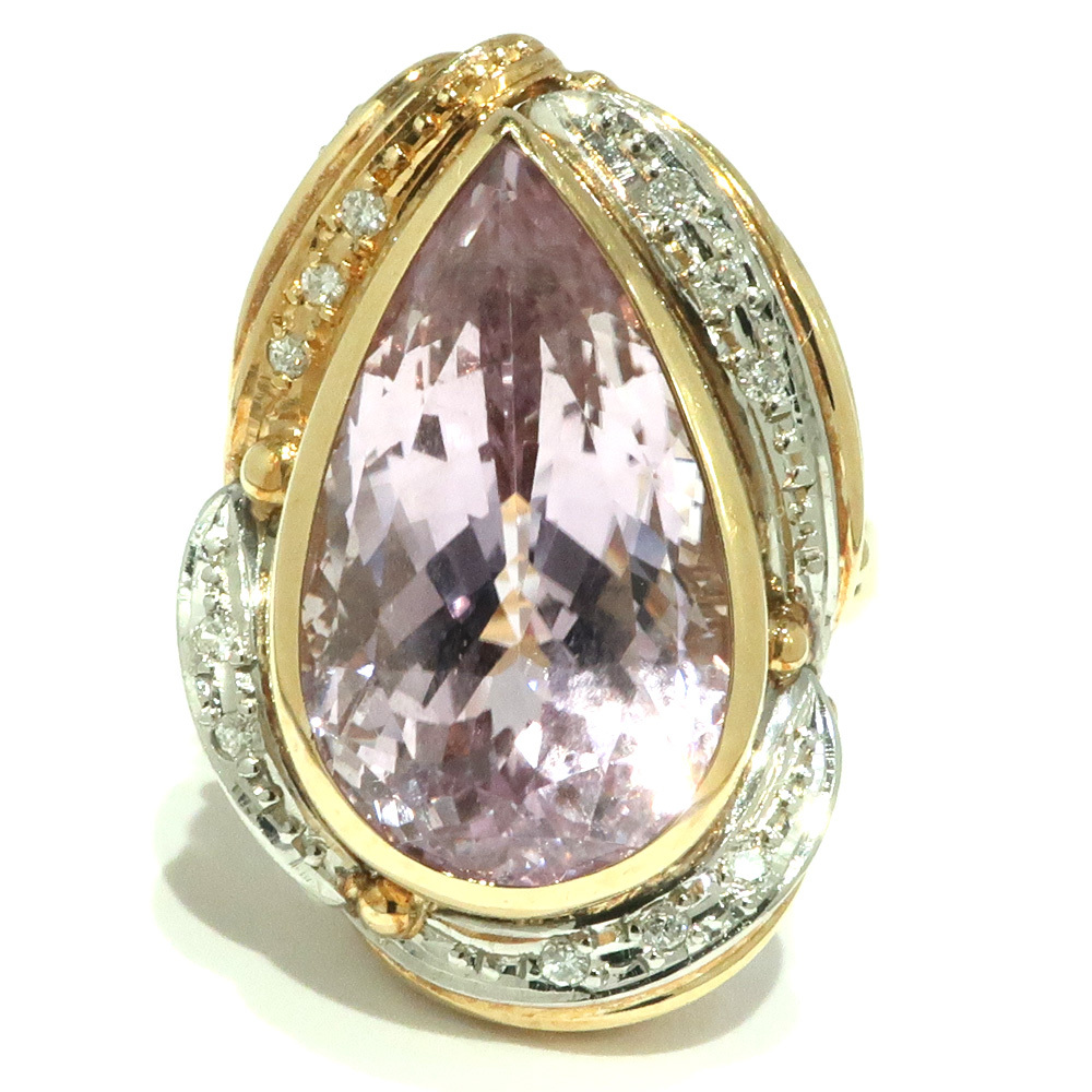 経典 pt900 イエローゴールド K18 指輪 リング アクセサリー 【天白】ジュエリー プラチナ 13号 コンビ 12.4ct クンツァイト 0.08ct ダイヤ その他