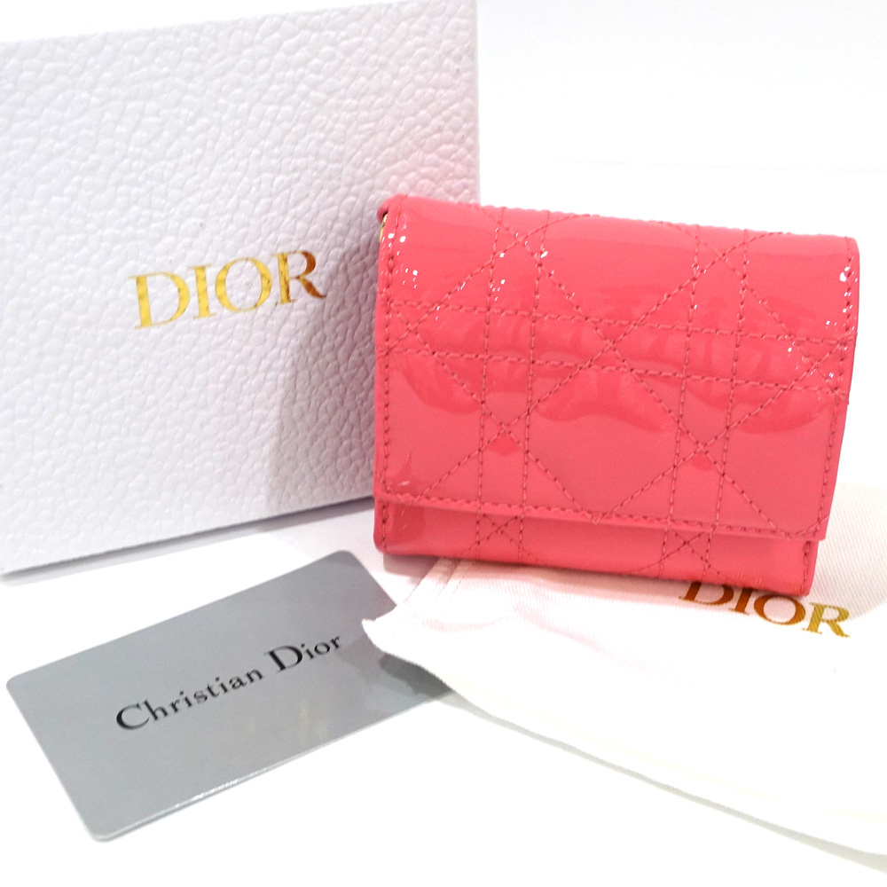 [.] Dior LADY DIOR Lotus бумажник compact kana -ju очарование эмаль женский кошелек 