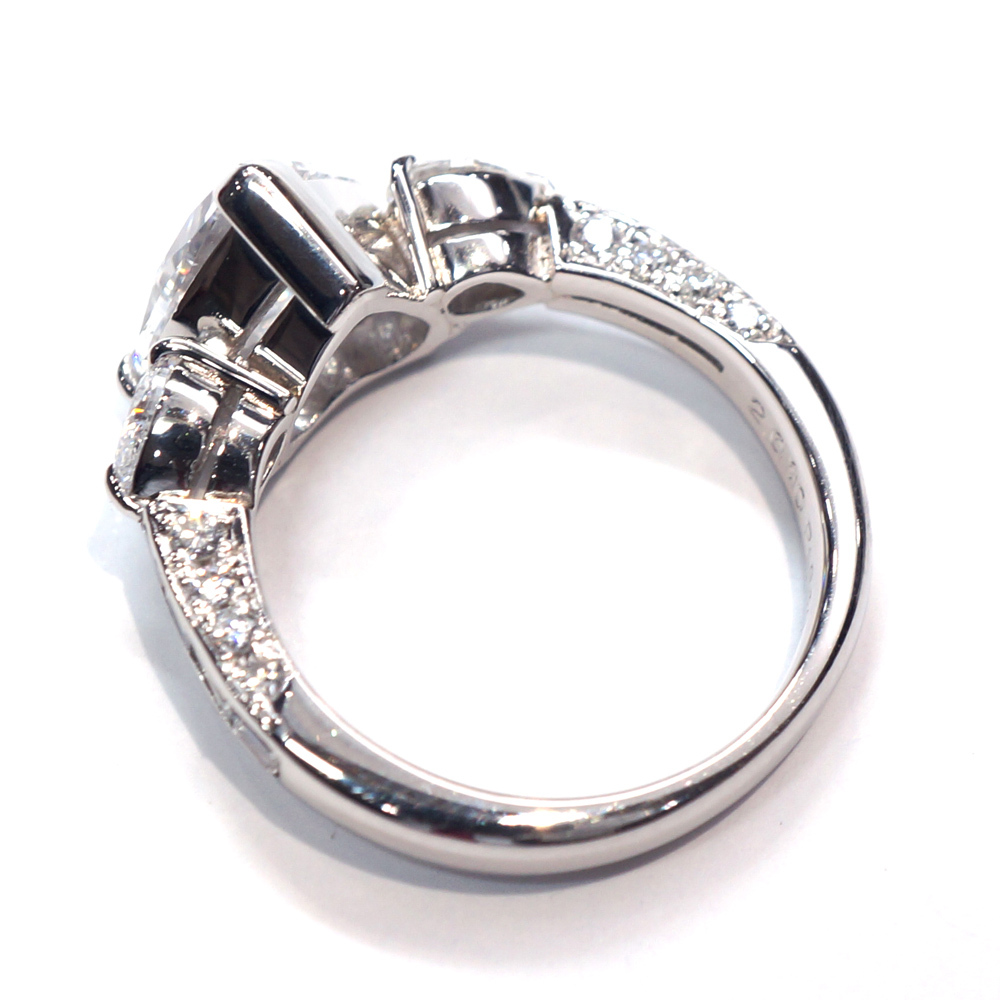 【栄】Pt900 ダイヤモンド 2.010ct 0.75ct ハートシェイプ D VS2 デザイン リング 指輪 プラチナ 高級 ジュエリー_画像8