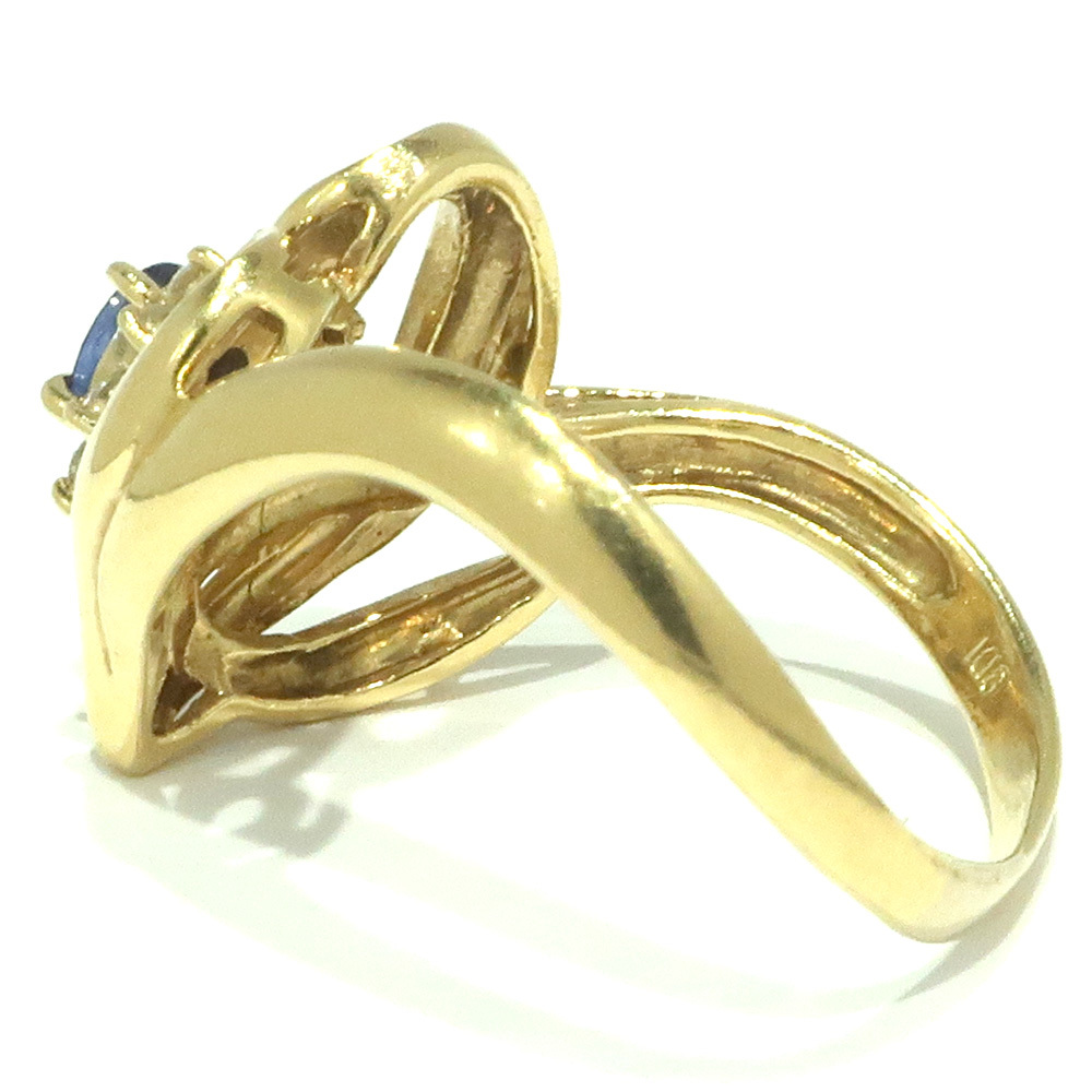 【天白】ジュエリー アクセサリー リング 指輪 K18 イエローゴールド サファイア ダイヤ 計0.18ct 14号 デザイン レディース_画像4