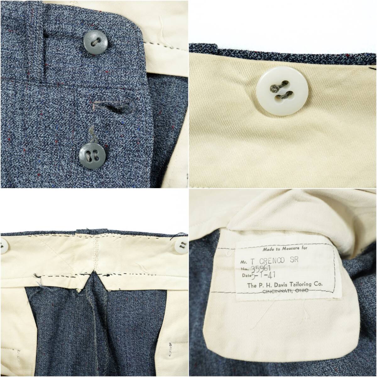 The P.H.Davis Tailoring Co SLACKS PA031 1940s Vintage ヴィンテージ スラックス 1940年代 アメリカ製 パンツ アンティーク 骨董品_画像10