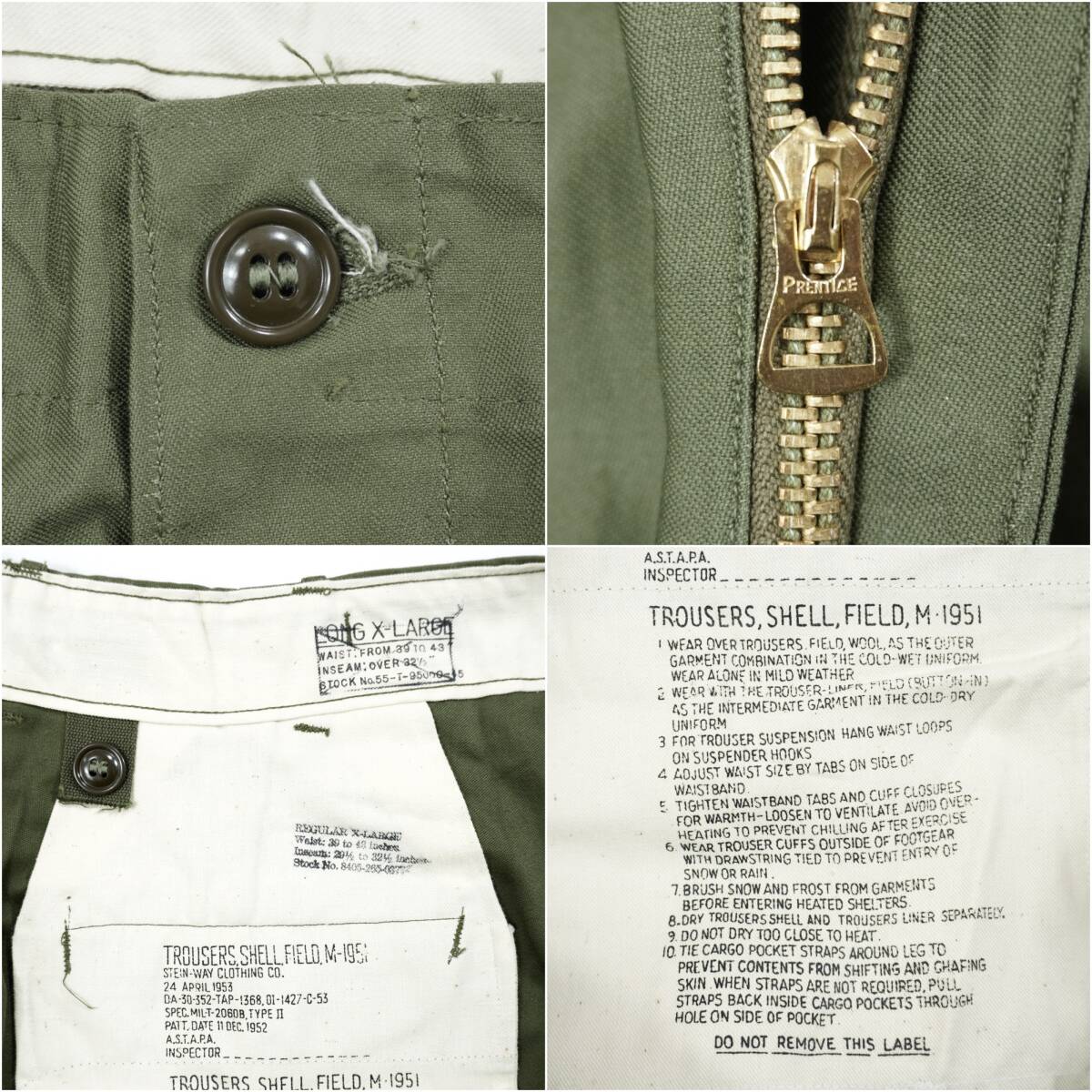 US ARMY M-1951 FIELD SHELL TROUSERS PA032 1950s Vintage Deadstock アメリカ軍 カーゴパンツ フィールドパンツ 1950年代 ヴィンテージ_画像10