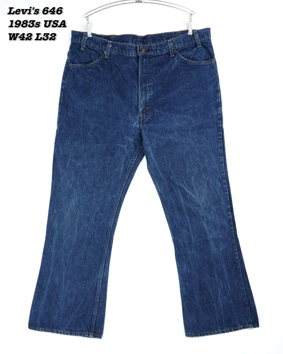 Levi's 646 INDIGO DENIM PANTS USA 1983s W42 L32 PA058 Levi's 646 INDIGO DENIM PANTS USA 1983s W42 L32 PA058