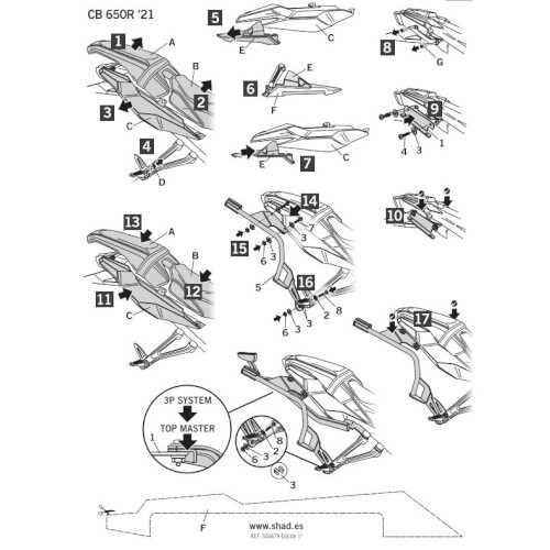 SHAD(シャッド) バイク 収納・BOX 3Pシステムフィッティングキット CB650R/CBR650R(21-23) H0CR61IF_画像4