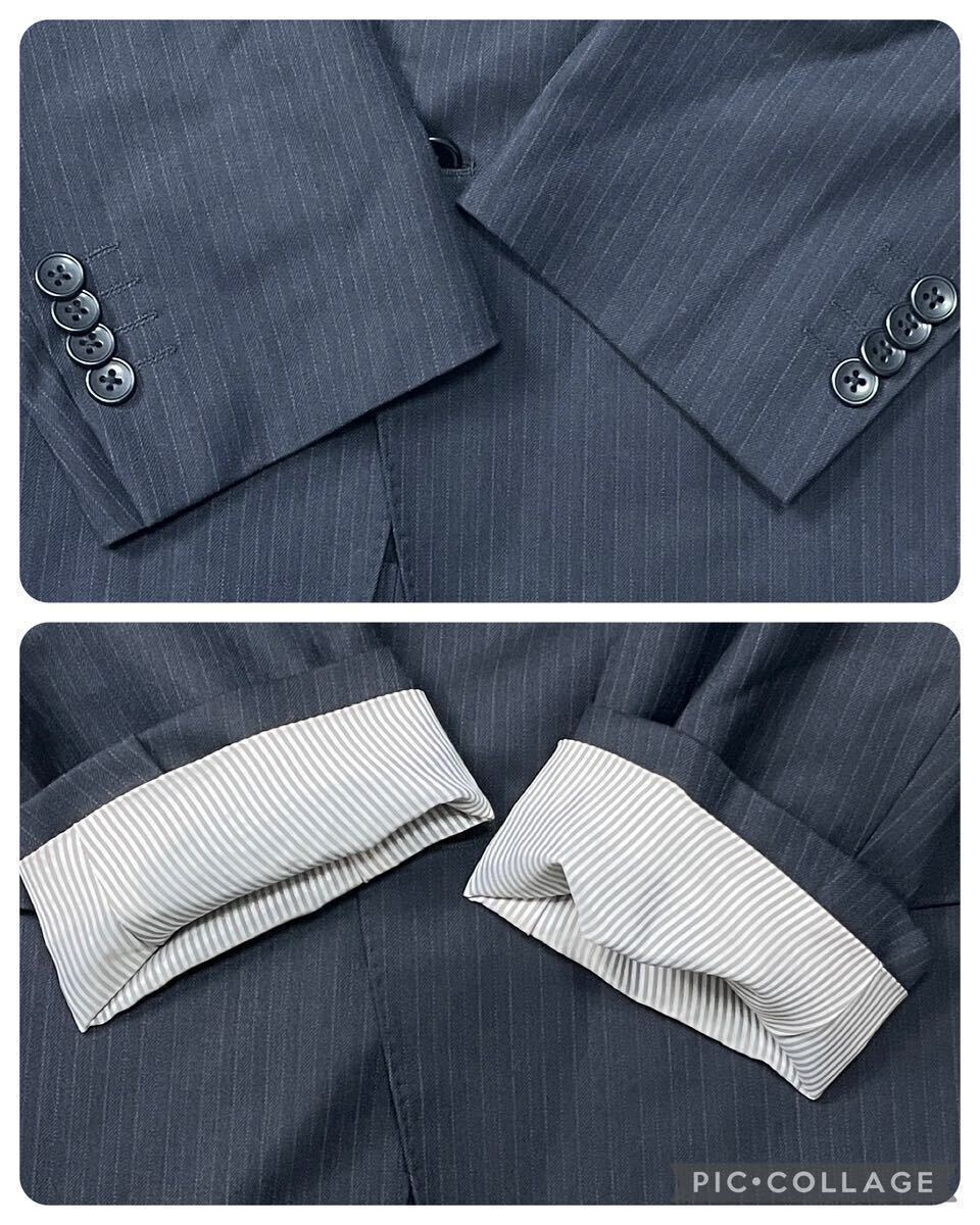 NEXT BLUE ネクストブルー　メンズ　シングルスーツ　セットアップ　黒　ストライプ　A5 ビジネス　リクルート　フォーマル　AOYAMA