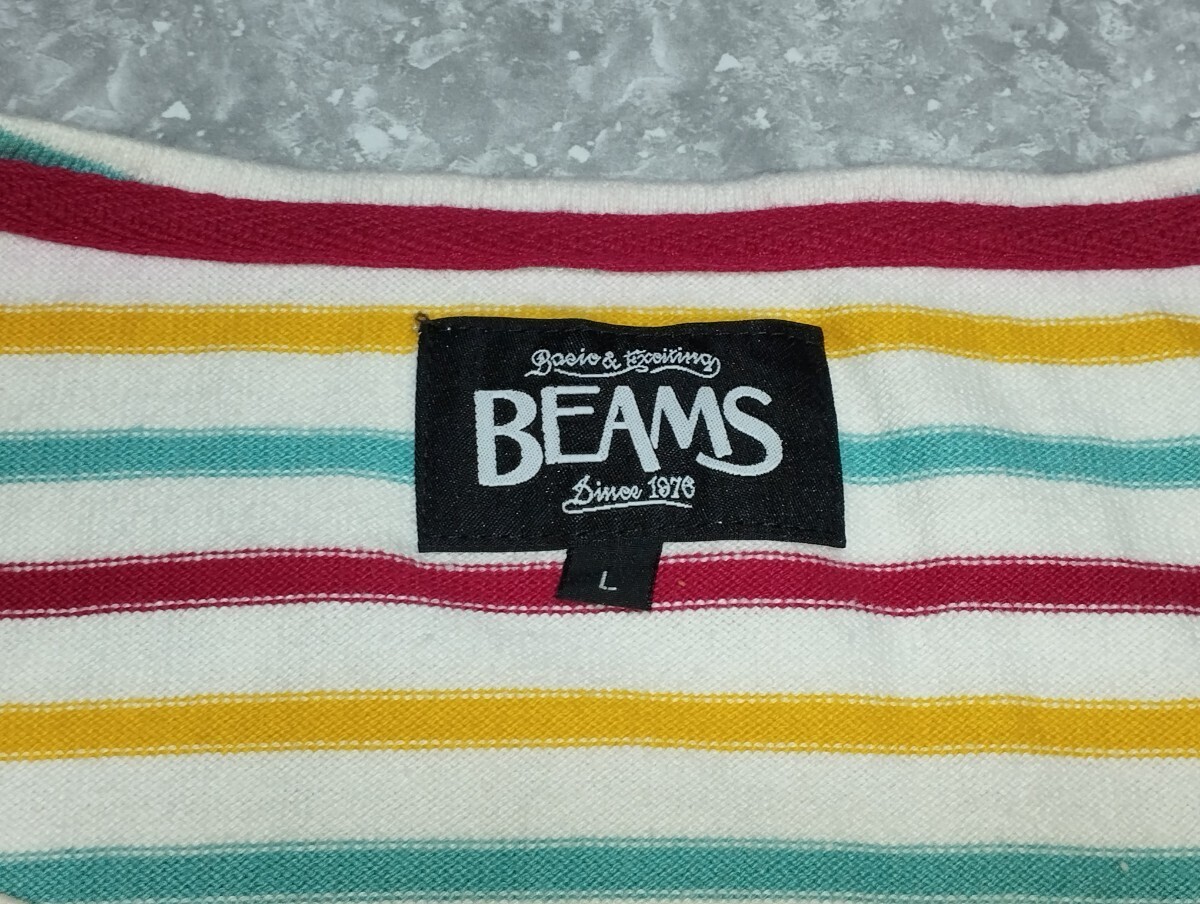 BEAMS　テンジクボーダー ボートネックカットソー　サイズL　ビームス_画像3