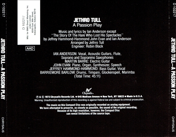 《A PASSION PLAY》(1973-2014)【1CD】∥JETHRO TULL∥≡_画像2