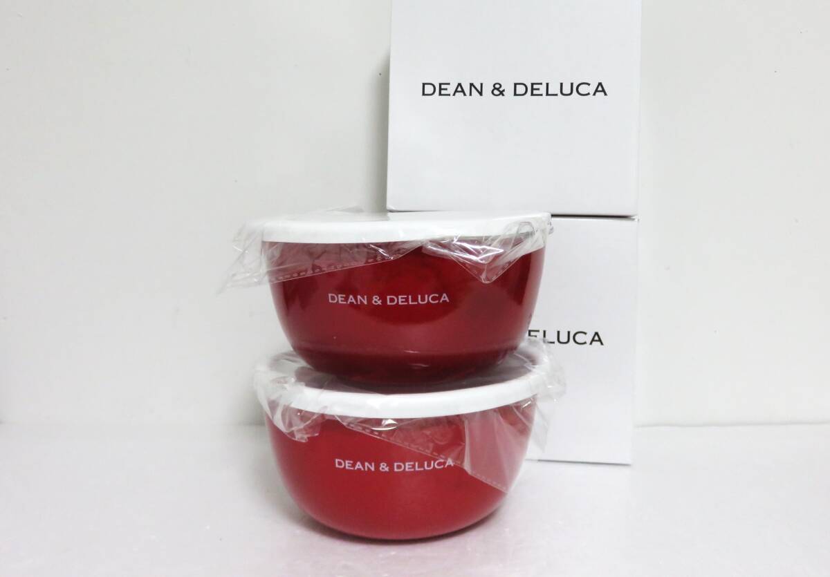 2個セット 新品 DEAN & DELUCA ホーロー ボウル 18cm レッド 限定 蓋付き ディーン アンド デルーカ