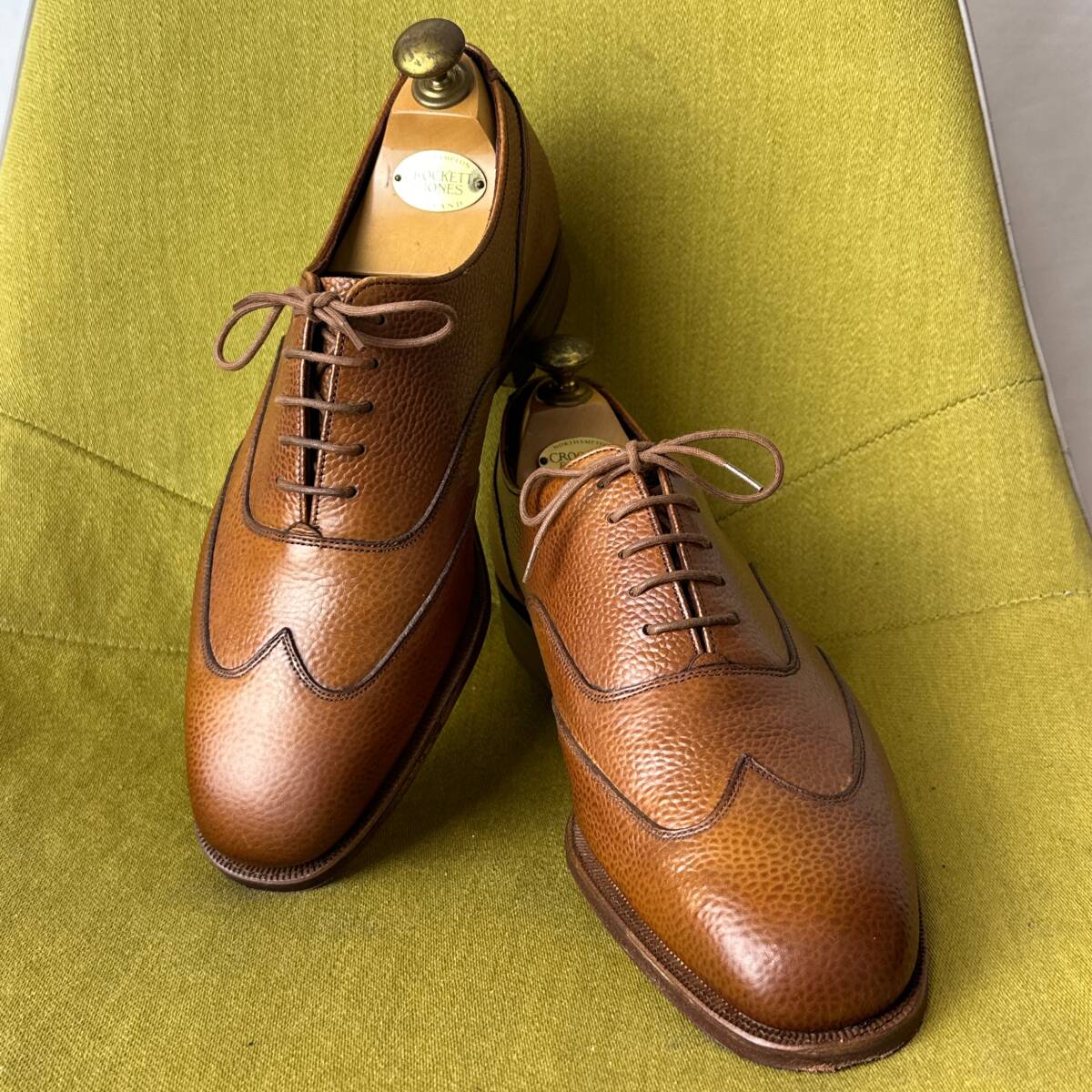 美品 GRENSON グレンソン ブラインドブローグウイングチップレザーシューズ 7 F 英国製 26.0 25.5相当 ビジネス_画像1