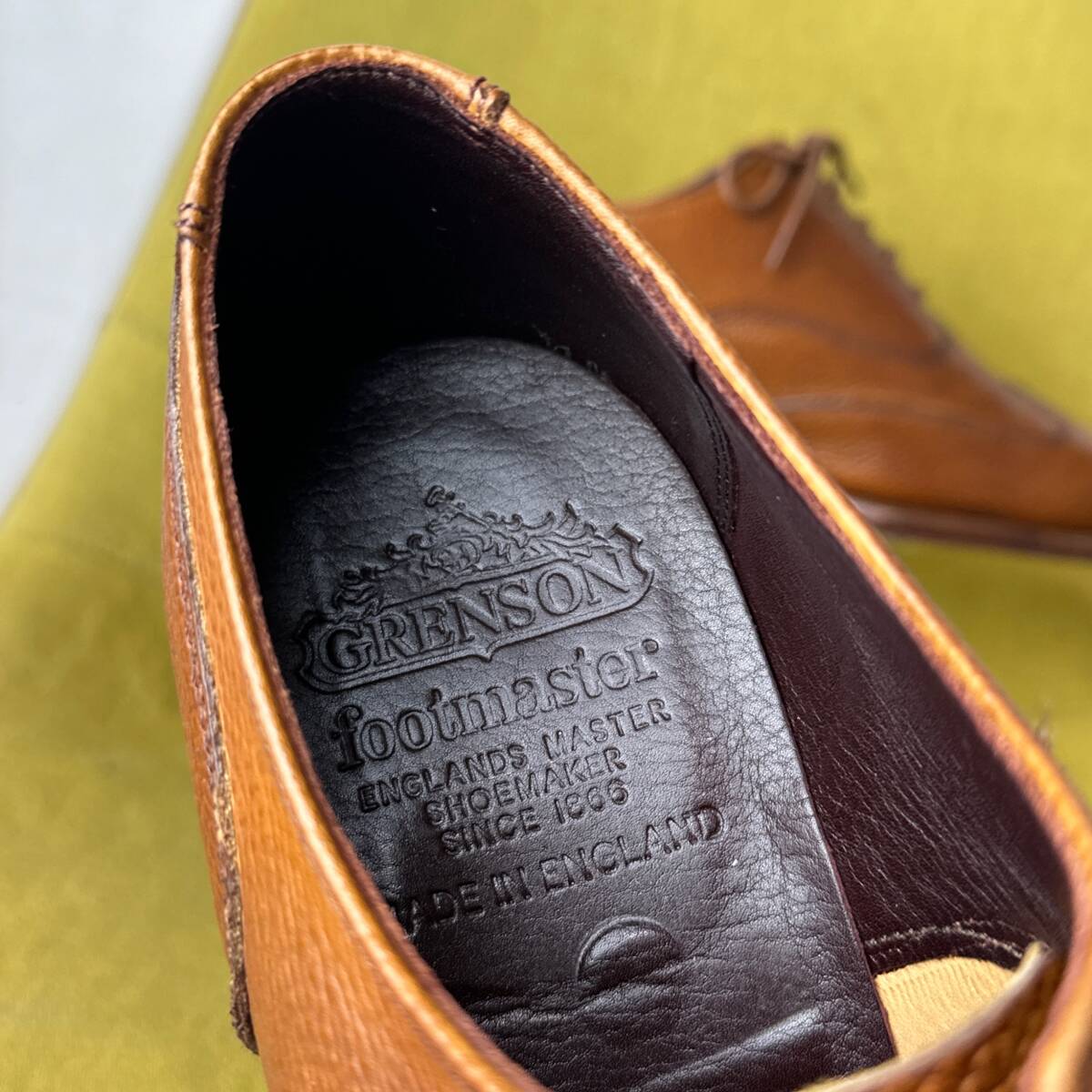 美品 GRENSON グレンソン ブラインドブローグウイングチップレザーシューズ 7 F 英国製 26.0 25.5相当 ビジネス_画像6