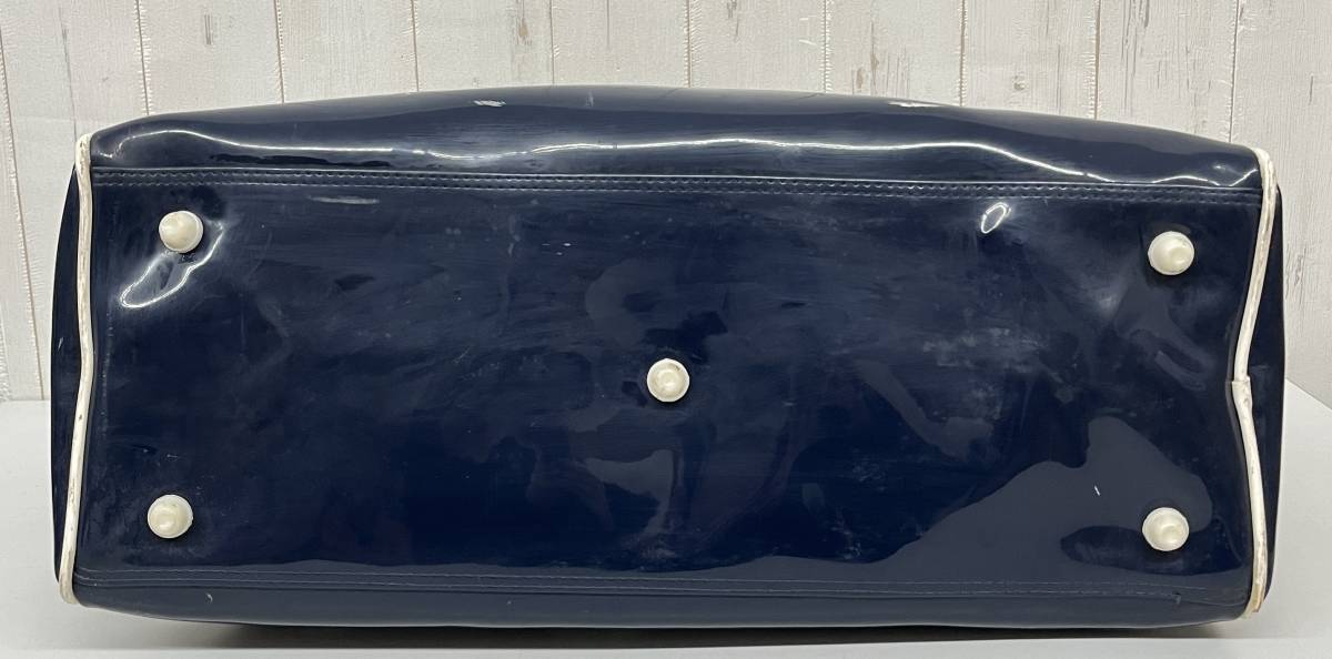 ヴィンテージ スポーツバッグ FRED PERRY フレッドペリー エナメル ボストンバッグ ハンド ネイビー 紺 レトロ クラシック ロゴ デザインの画像10