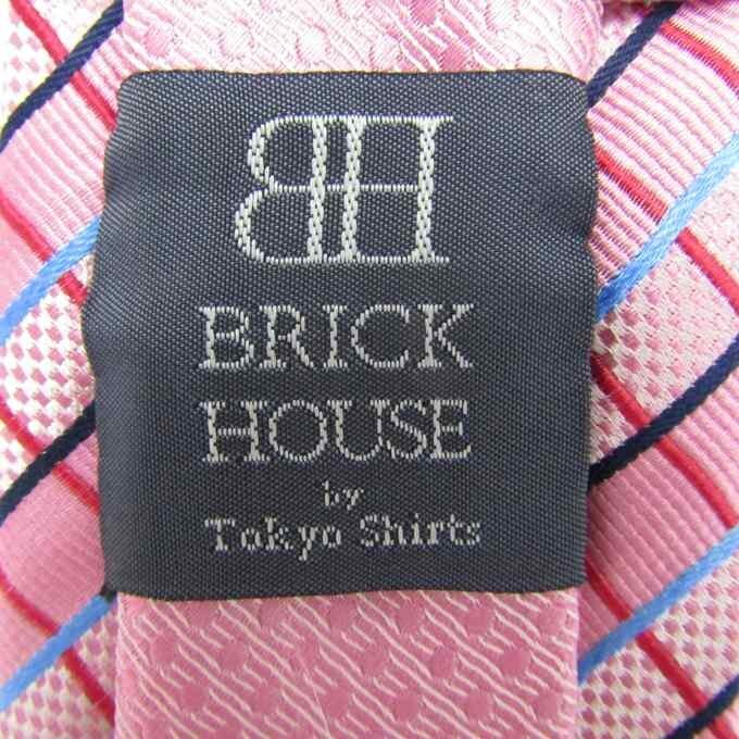 ブリックハウス ブランド ネクタイ シルク チェック柄 格子柄 チェンジタイ 東京シャツ メンズ ピンク BRICK HOUSE_画像4