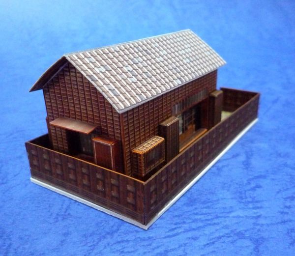 (印刷版) ペーパークラフト「昭和の建物4」モダンアパートと住宅　3個セット（Ｎスケール）_完成見本