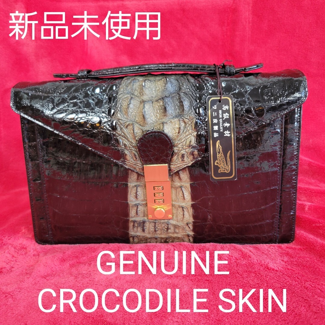 GENUINE CROCODILE SKIN unused goods high class material wani leather product crocodile shining . handbag second bag clutch bag 