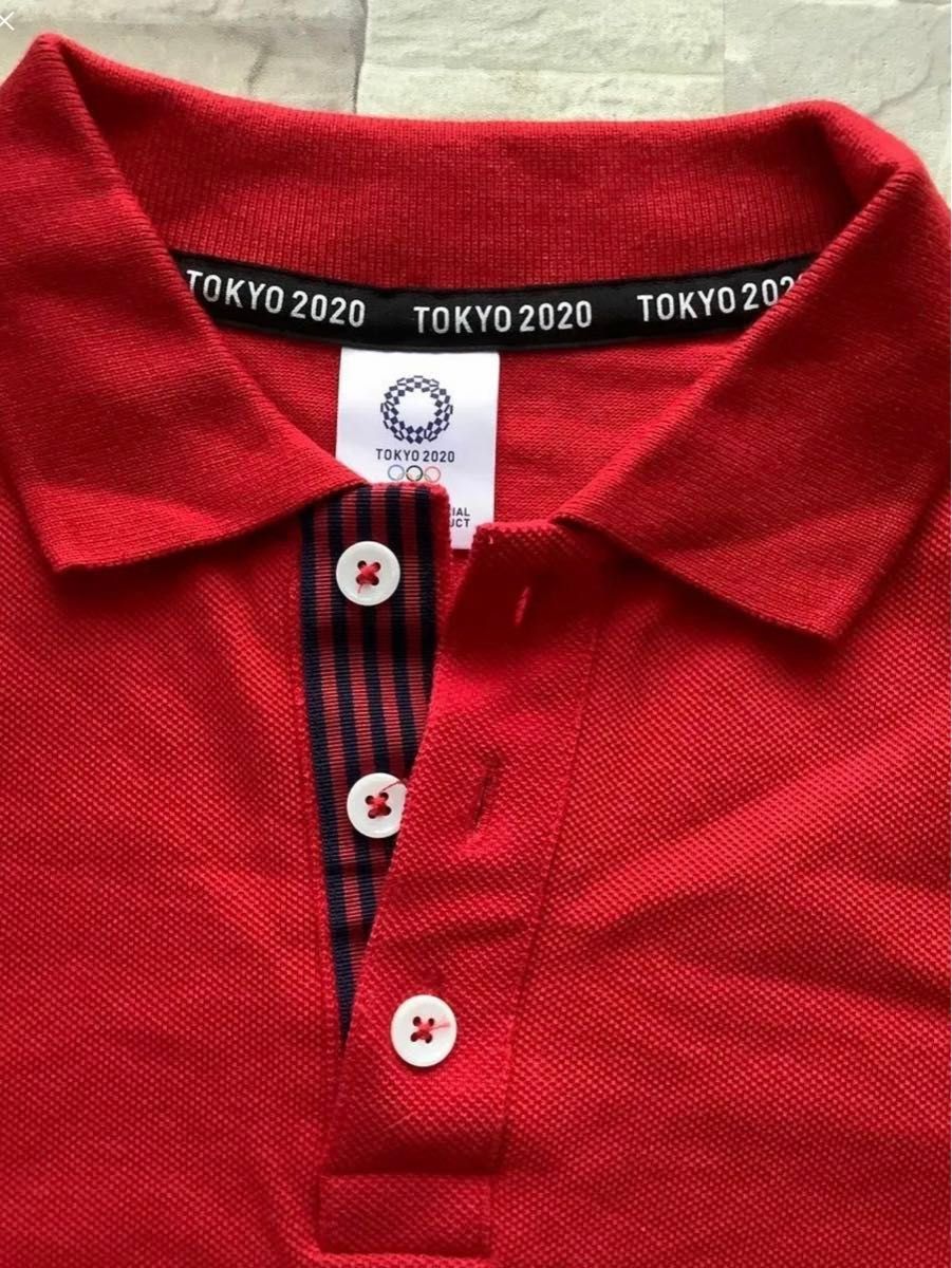 半袖ポロシャツ　ユニセックス　レッド　Sサイズ　TOKYO 2020オリンピック　エンブレム刺繍