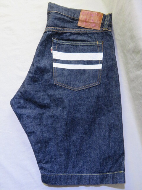 ☆濃紺 桃太郎ジーンズ MOMOTARO JEANS HO205SP 出陣 ショートパンツ ハーフパンツ セルビッチ 日本製 W36☆の画像3