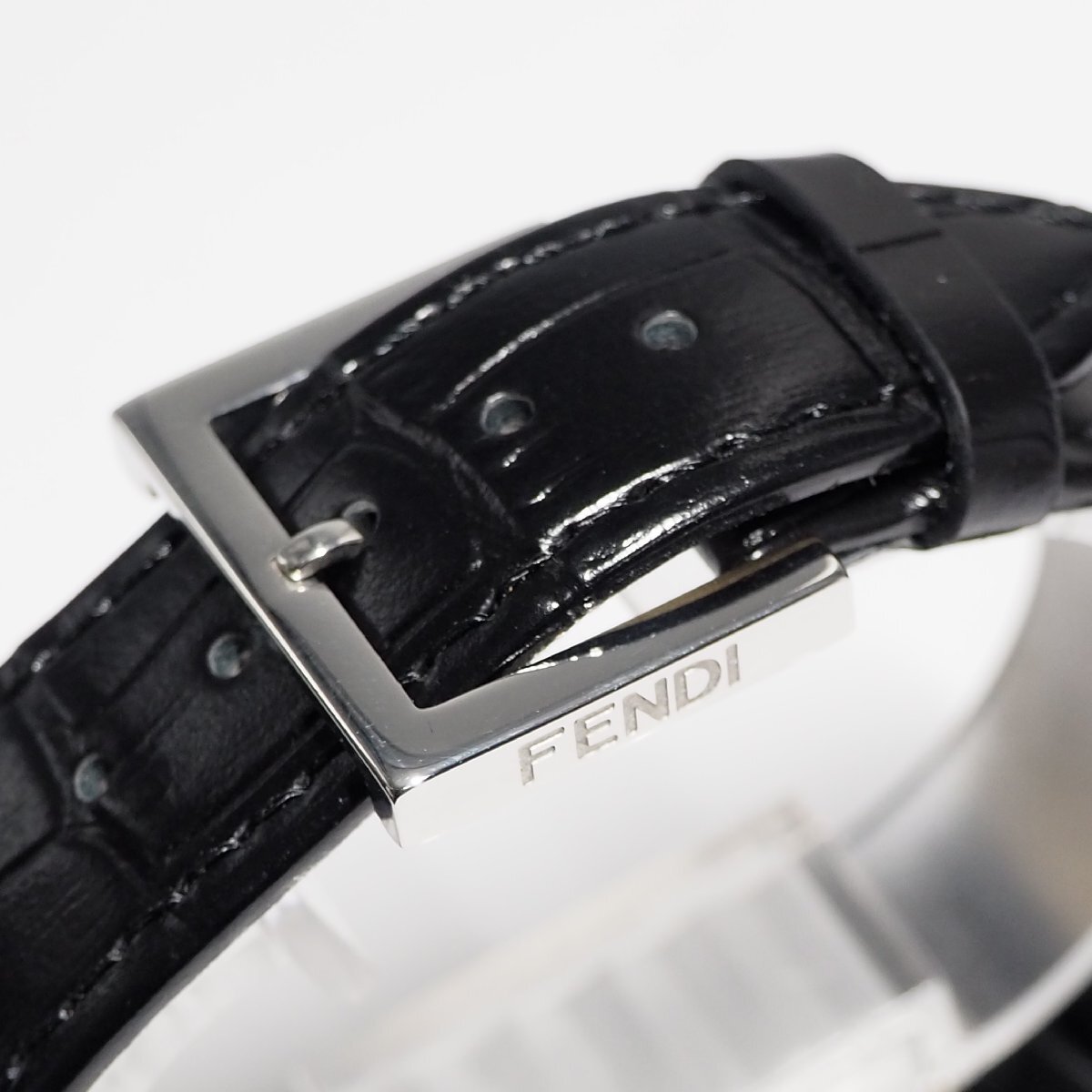 フェンディ FENDI フェンディマニア 革ベルト メンズ 腕時計 シルバー C358_画像4