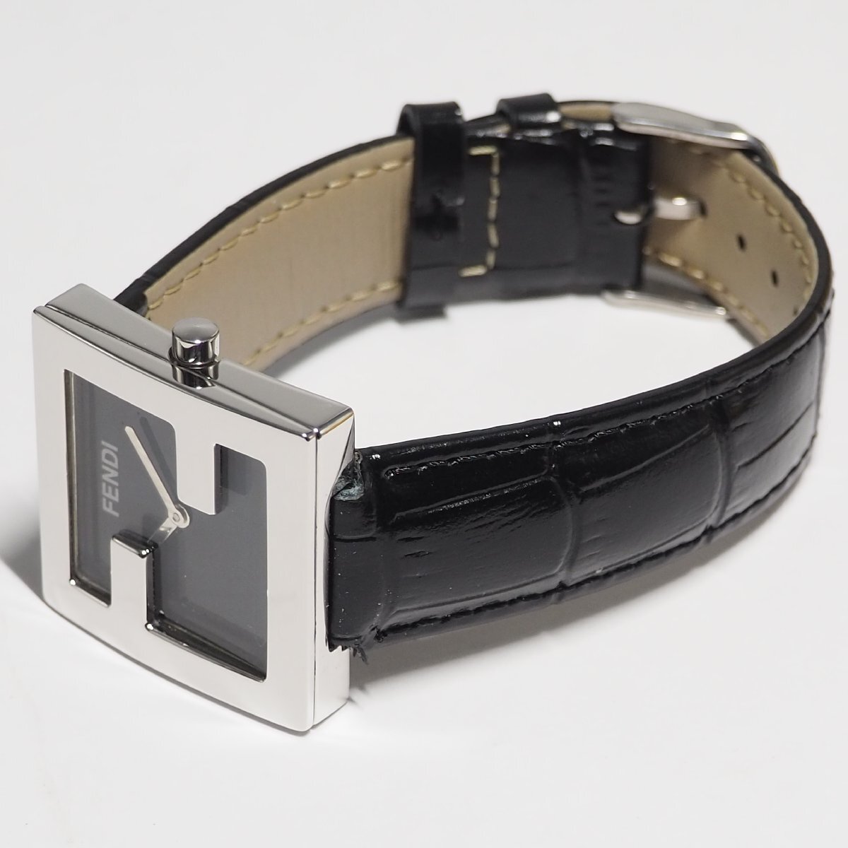 フェンディ FENDI フェンディマニア 革ベルト メンズ 腕時計 シルバー C358_画像7