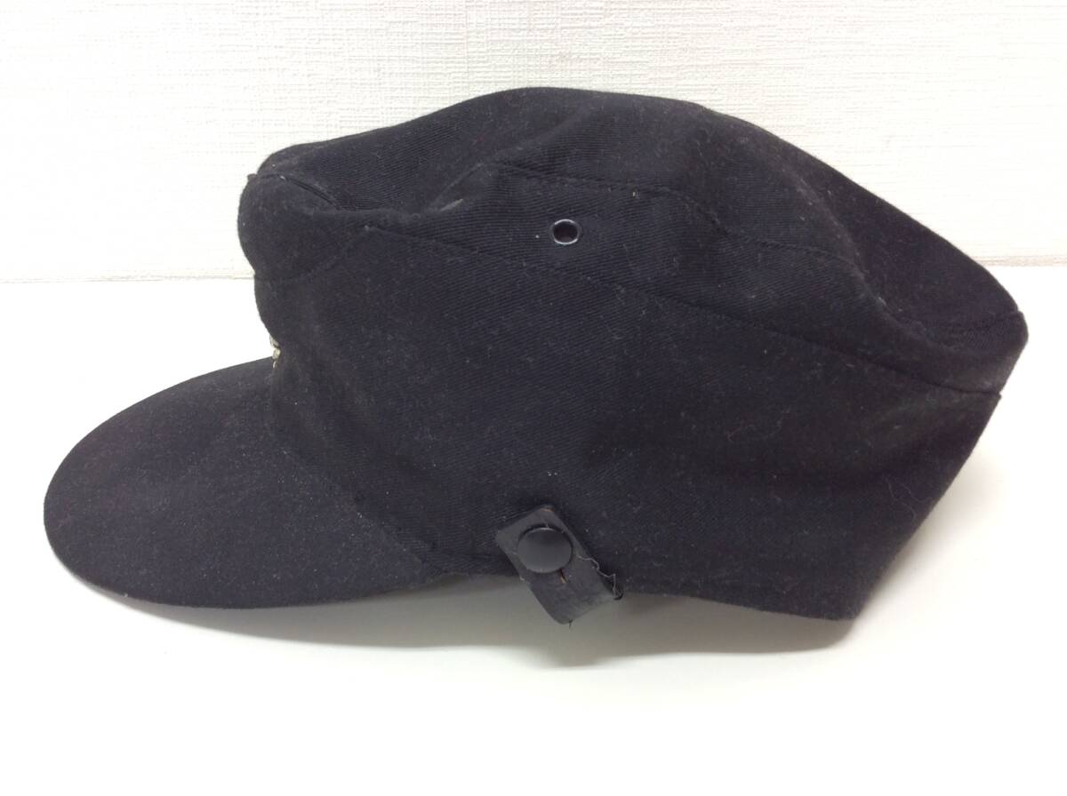 ■3841 ケピ帽 ドイツ軍 帽子 ドクロ帽章 制帽 ブラック 黒 ミリタリー 軍隊 サイズ58cm レプリカの画像2