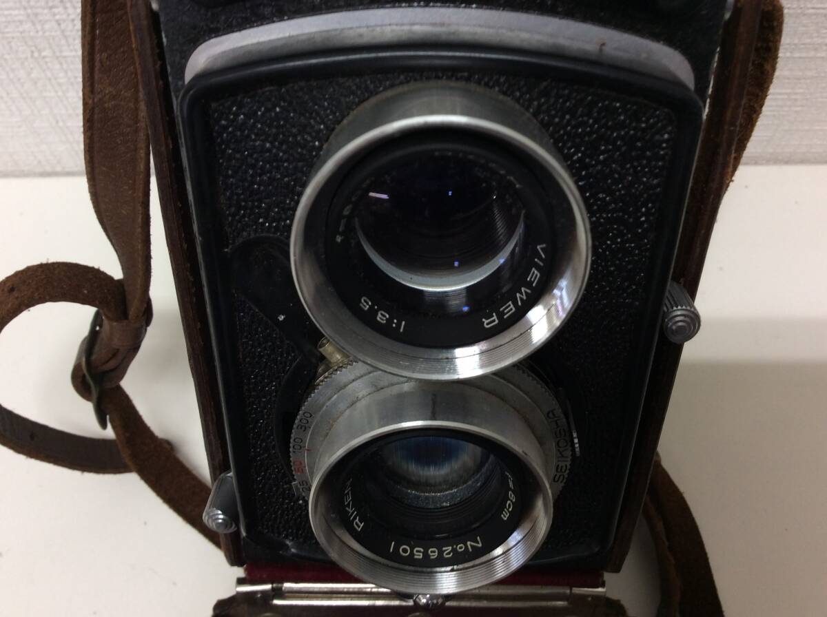 ■5135 美品 リコー Ricohflex RIKEN RICOH 8cm F3.5 ケース付き 二眼カメラ 動作未確認の画像3