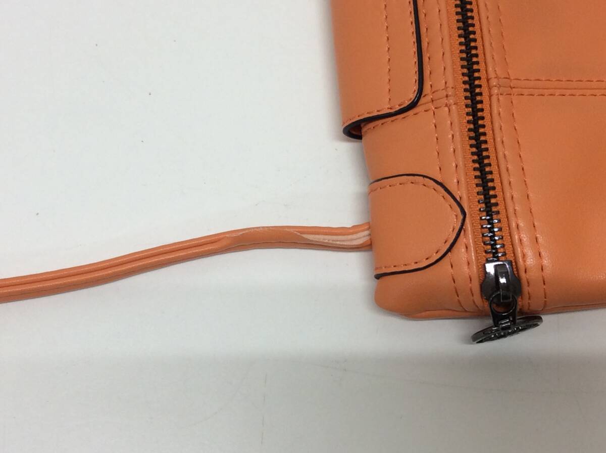 #4927 LONGCHAMP Long Champ Mini shoulder bag pouch orange leather long-term keeping goods 