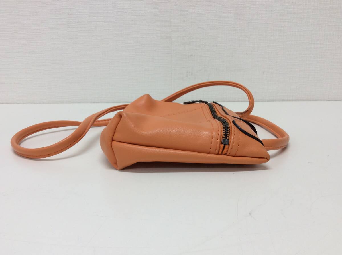 #4927 LONGCHAMP Long Champ Mini shoulder bag pouch orange leather long-term keeping goods 