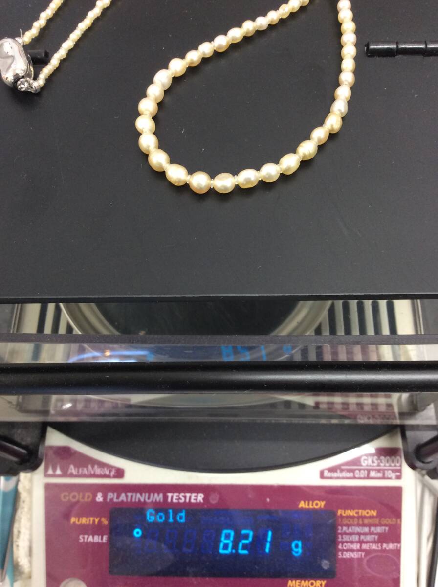 ■5012 アクセサリー ネックレス パール 真珠 SILVER刻印 シルバー 約8.2g 箱付 ※写真をご確認下さいの画像8