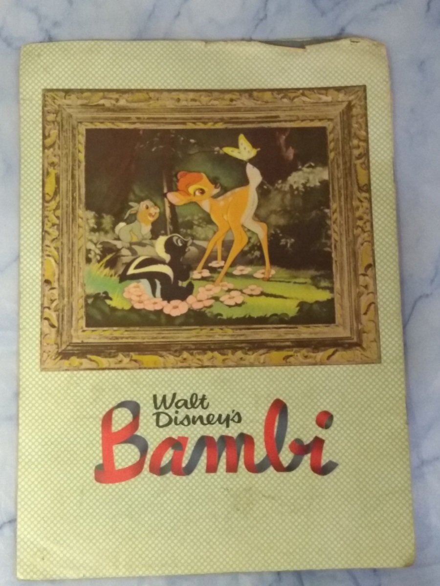Walt Disney's Banbi 「バンビ」映画吹き替え版パンフ 大映株式会社配給 カバー劣化強め 29.5cm 中綴じ 表紙合せて8ページ_画像3