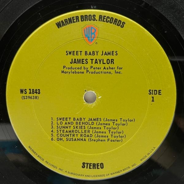 USオリジナル ポスター付き 初版 緑ラベル JAMES TAYLOR Sweet Baby James ('70 Warner Bros. WS 1843) w/ Carole King, Danny Kortchmarの画像3